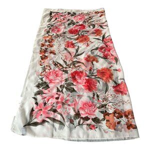 Vintage Jennifer Moore Floral Square Scarf 46 Inch Pink Rose Print